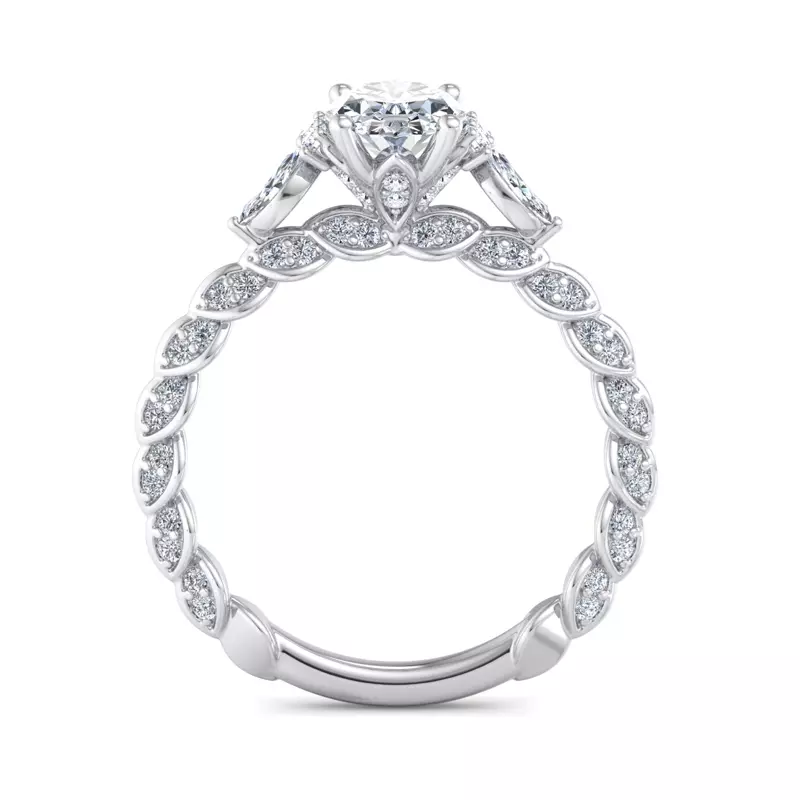 14K White Gold Cataleya Three-Stone Engagement Ring