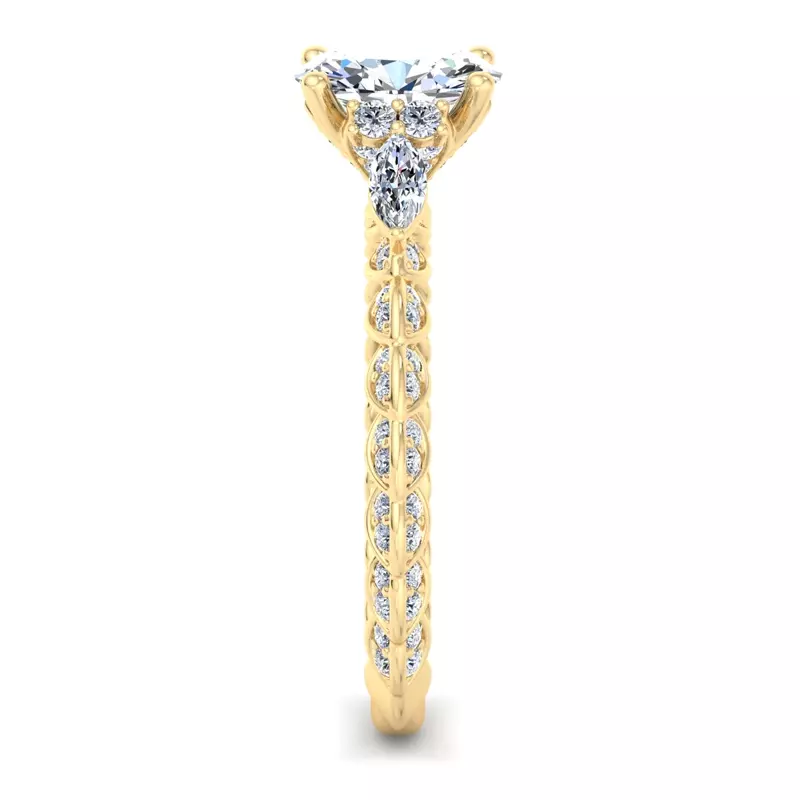 18K Yellow Gold Cataleya Three-Stone Engagement Ring