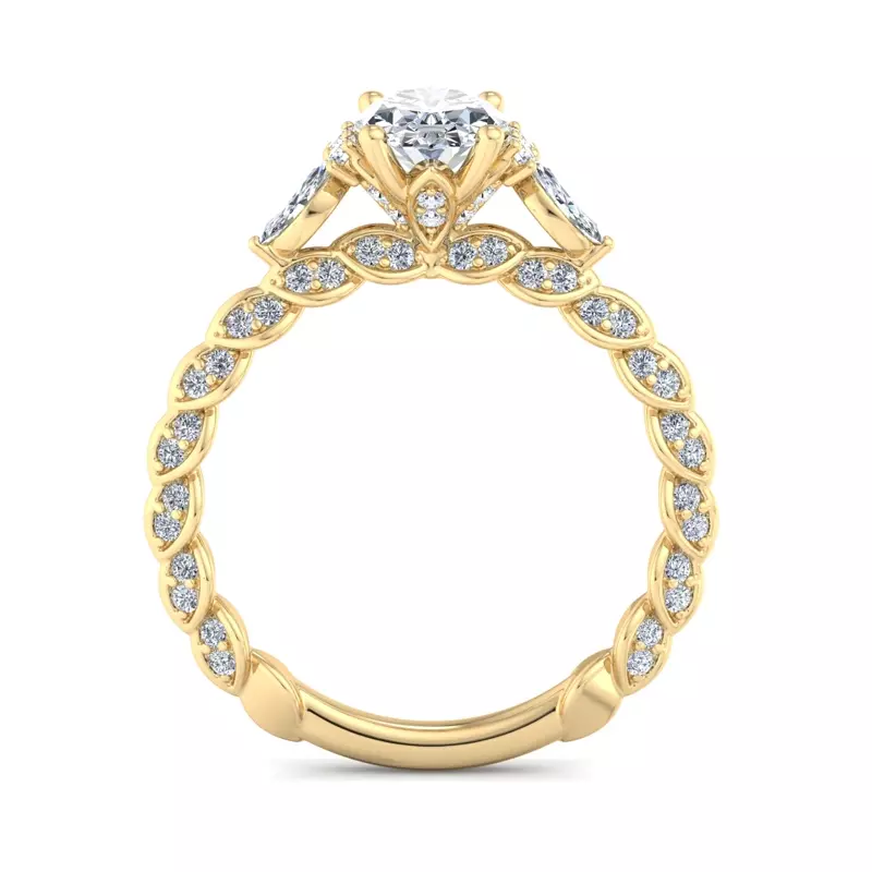 18K Yellow Gold Cataleya Three-Stone Engagement Ring