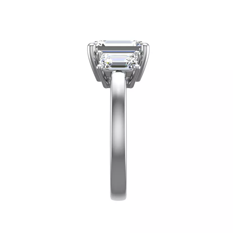 14K White Gold Aaliyah Emerald Three-Stone Engagement Ring