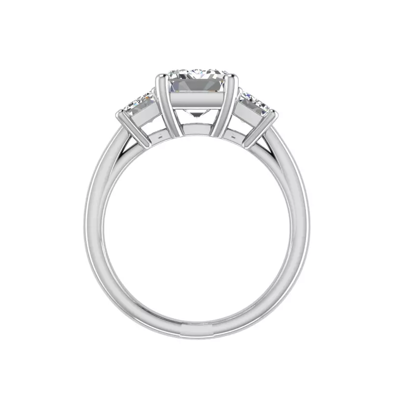 14K White Gold Aaliyah Emerald Three-Stone Engagement Ring