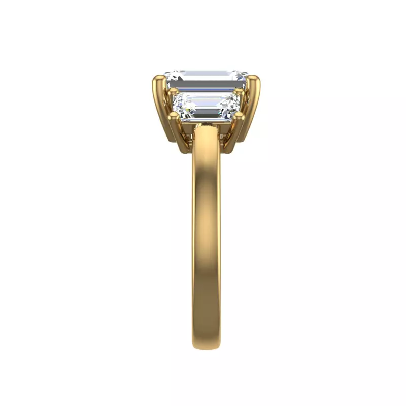 14K Yellow Gold Aaliyah Emerald Three-Stone Engagement Ring
