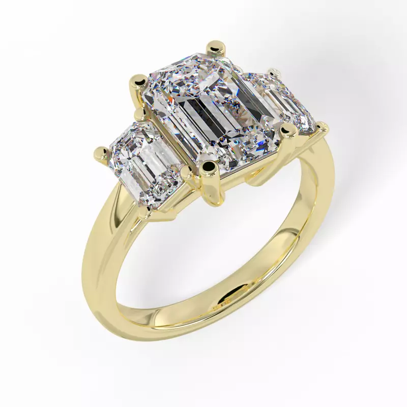 14K Yellow Gold Aaliyah Emerald Three-Stone Engagement Ring