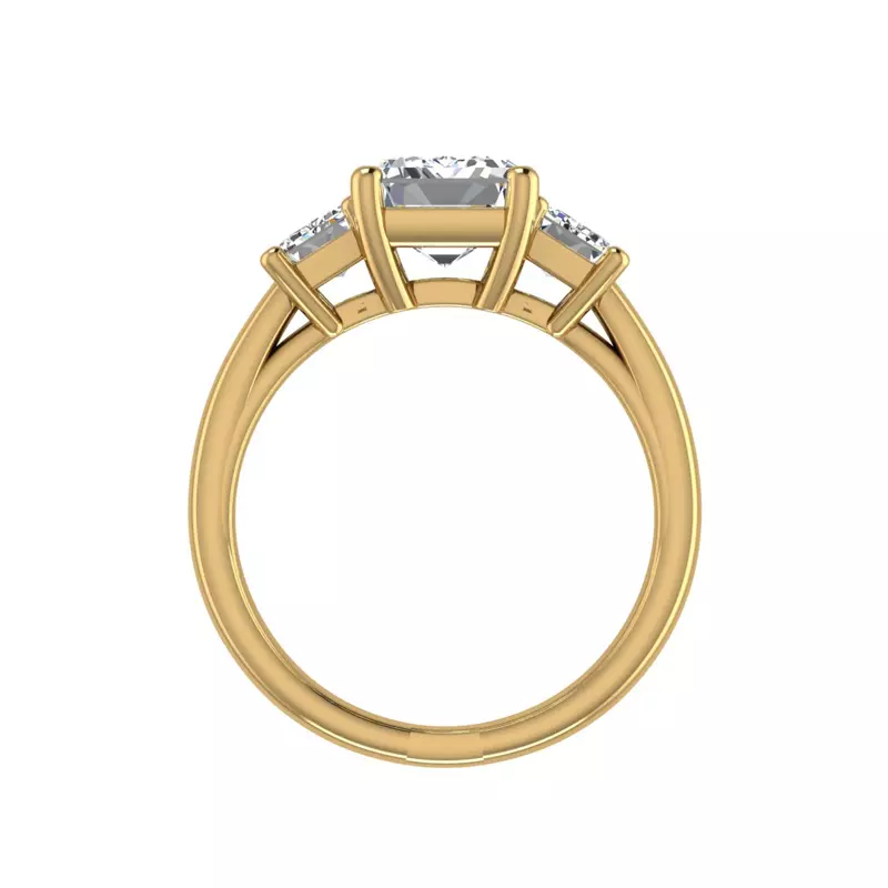 18K Yellow Gold Aaliyah Emerald Three-Stone Engagement Ring