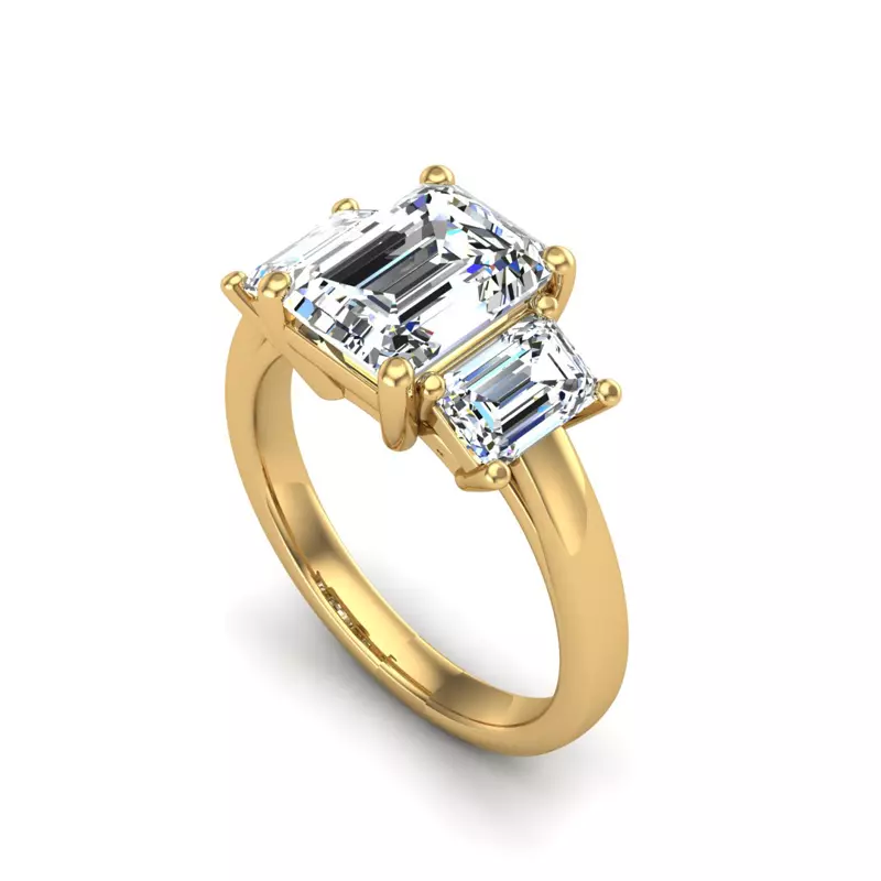 18K Yellow Gold Aaliyah Emerald Three-Stone Engagement Ring