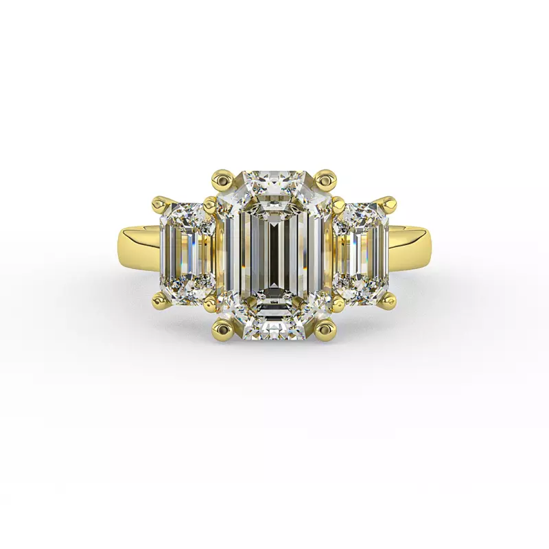 18K Yellow Gold Aaliyah Emerald Three-Stone Engagement Ring