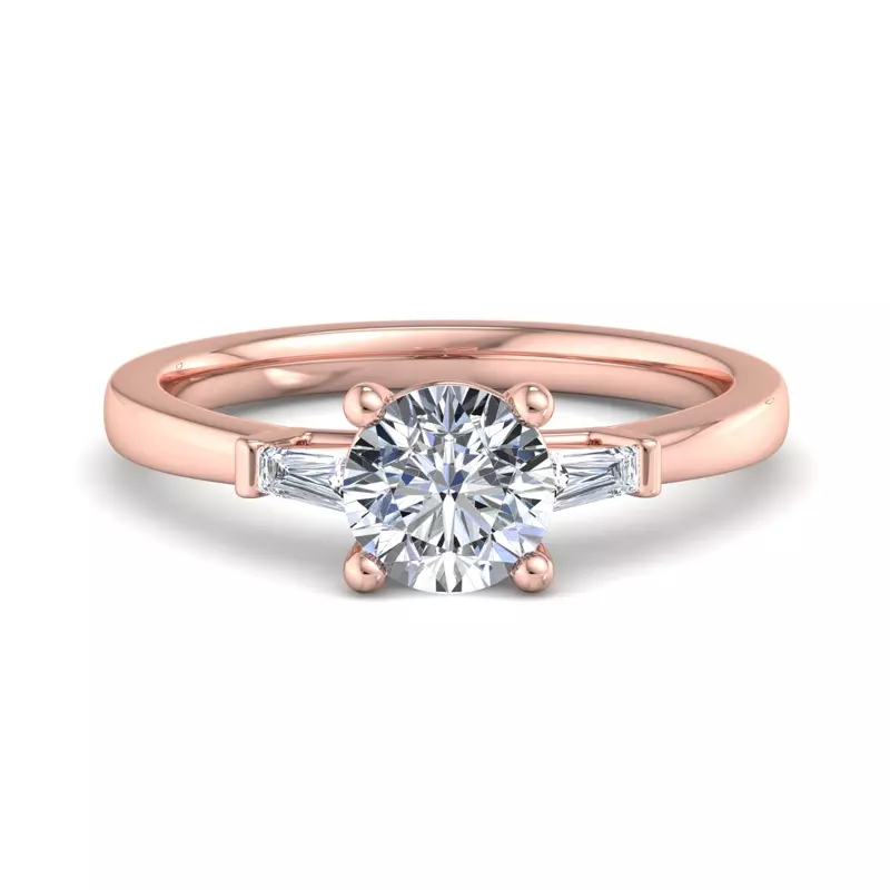 14K Rose Gold Dana Tapered Baguette Three-Stone Engagement Ring