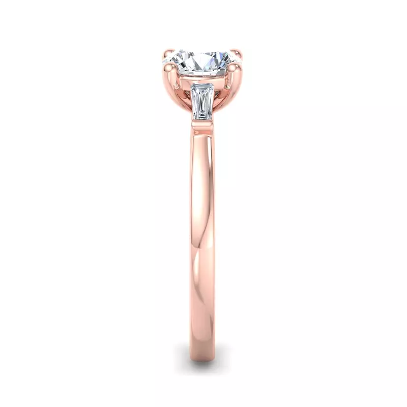 14K Rose Gold Dana Tapered Baguette Three-Stone Engagement Ring