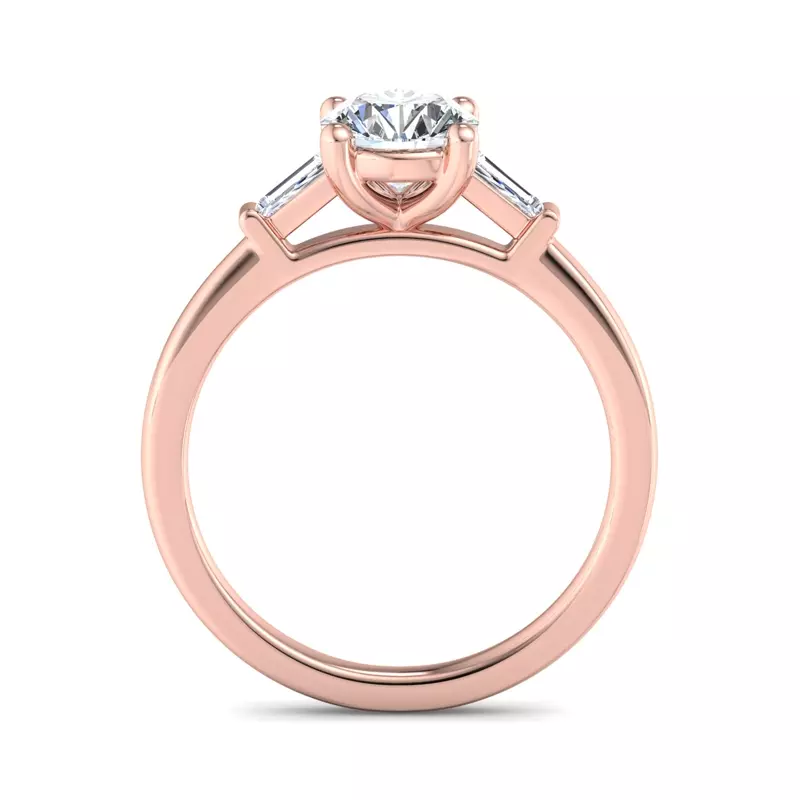 14K Rose Gold Dana Tapered Baguette Three-Stone Engagement Ring