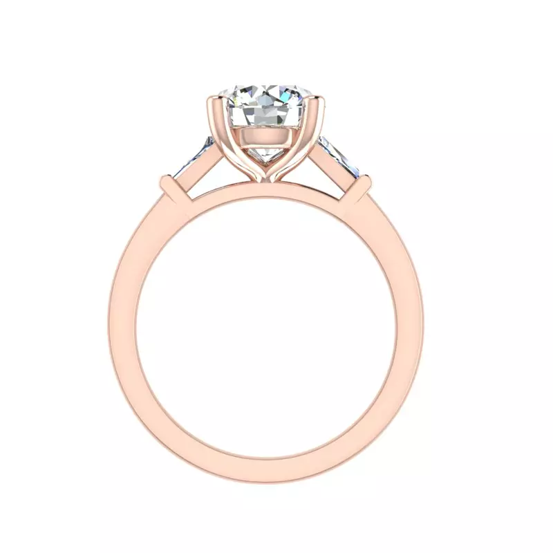 14K Rose Gold Dana Tapered Baguette Three-Stone Engagement Ring