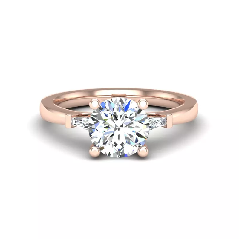 14K Rose Gold Dana Tapered Baguette Three-Stone Engagement Ring