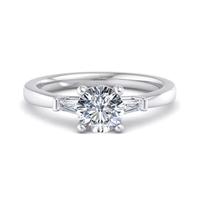 14K White Gold Dana Tapered Baguette Three-Stone Engagement Ring