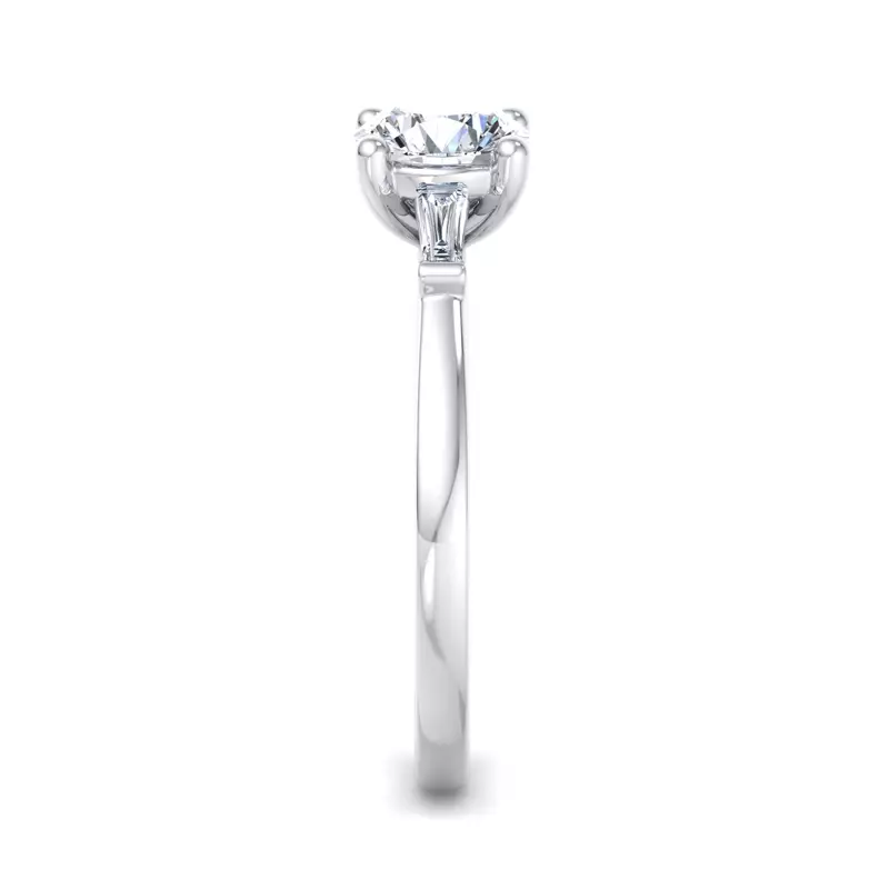 14K White Gold Dana Tapered Baguette Three-Stone Engagement Ring