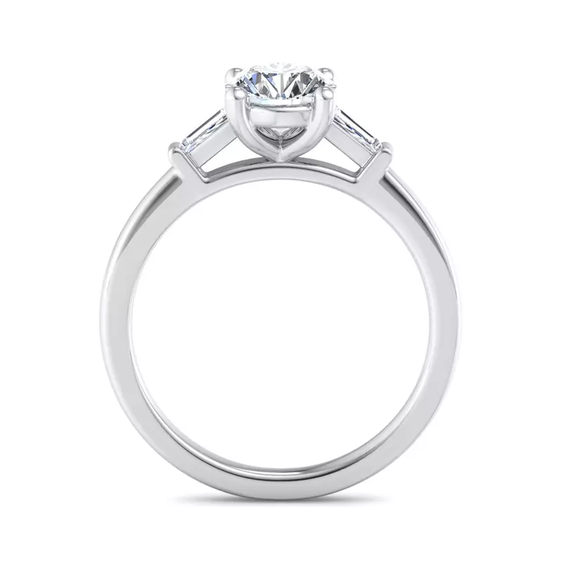 14K White Gold Dana Tapered Baguette Three-Stone Engagement Ring