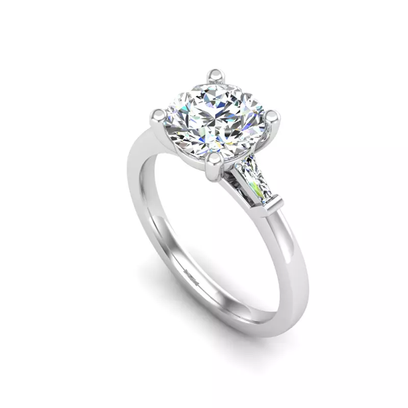14K White Gold Dana Tapered Baguette Three-Stone Engagement Ring