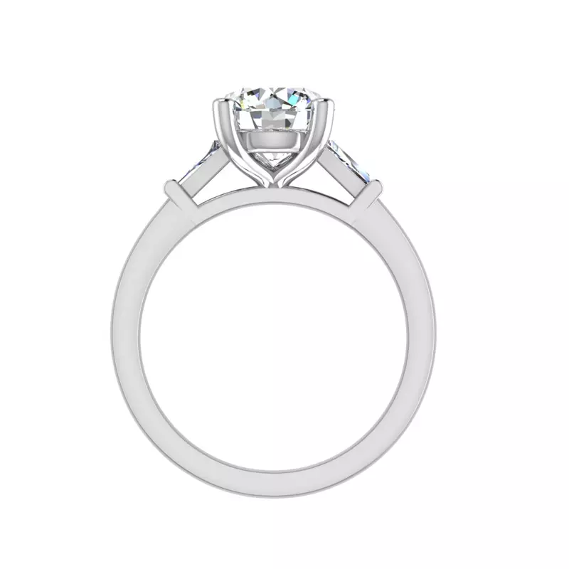 14K White Gold Dana Tapered Baguette Three-Stone Engagement Ring
