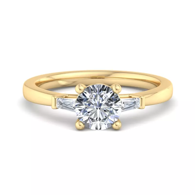 14K Yellow Gold Dana Tapered Baguette Three-Stone Engagement Ring