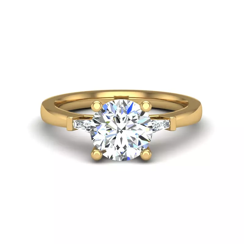 14K Yellow Gold Dana Tapered Baguette Three-Stone Engagement Ring