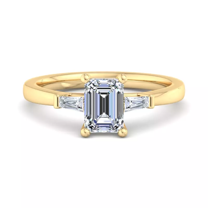 14K Yellow Gold Dana Tapered Baguette Three-Stone Engagement Ring