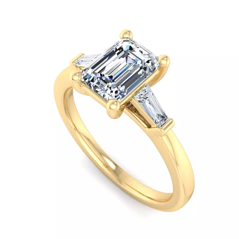 14K Yellow Gold Dana Tapered Baguette Three-Stone Engagement Ring