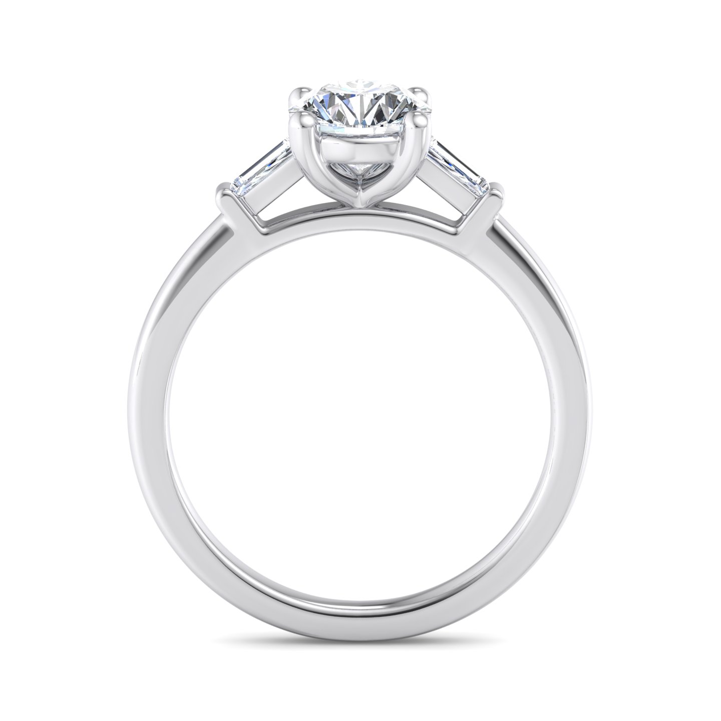 18K White Gold Dana Tapered Baguette Three-Stone Engagement Ring