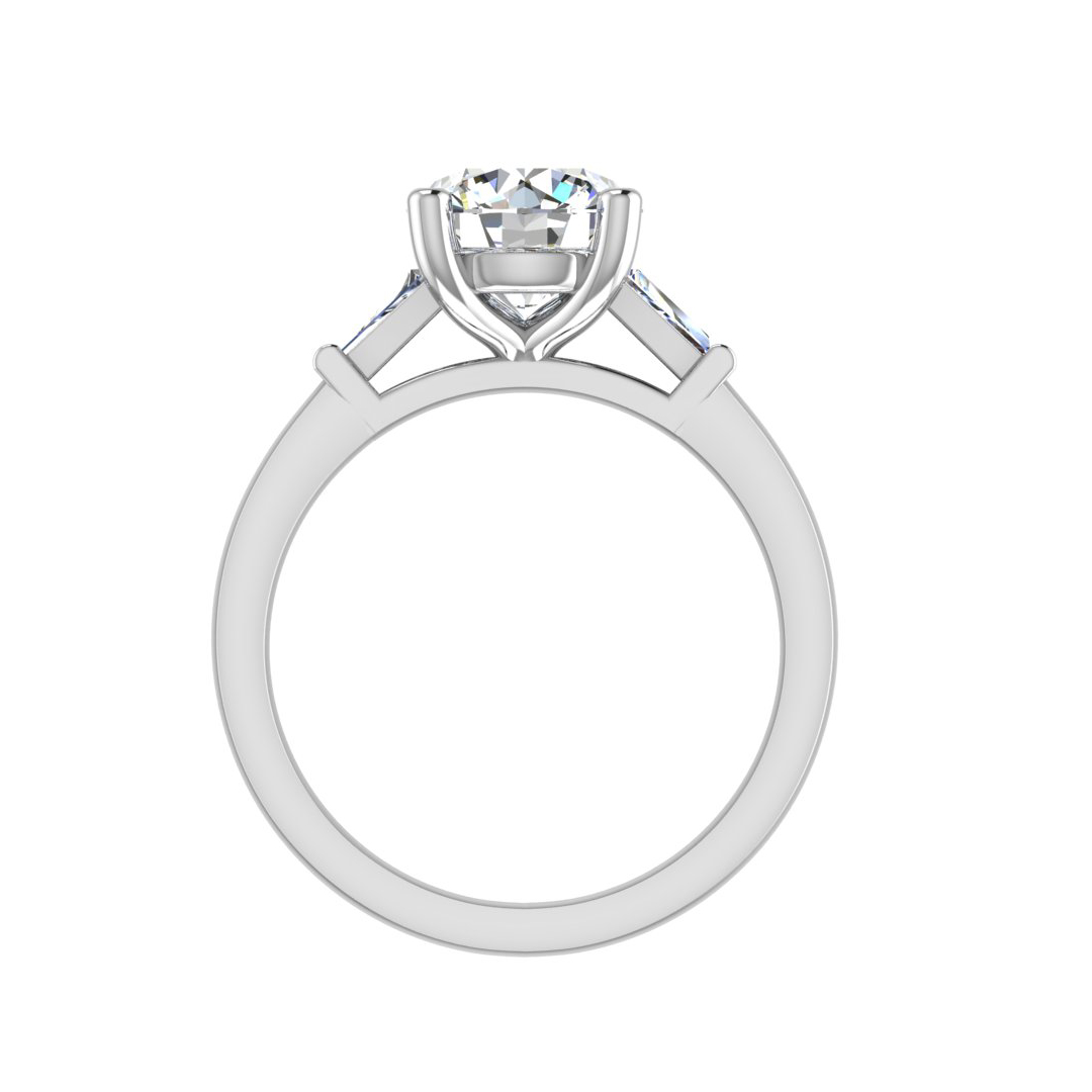 18K White Gold Dana Tapered Baguette Three-Stone Engagement Ring