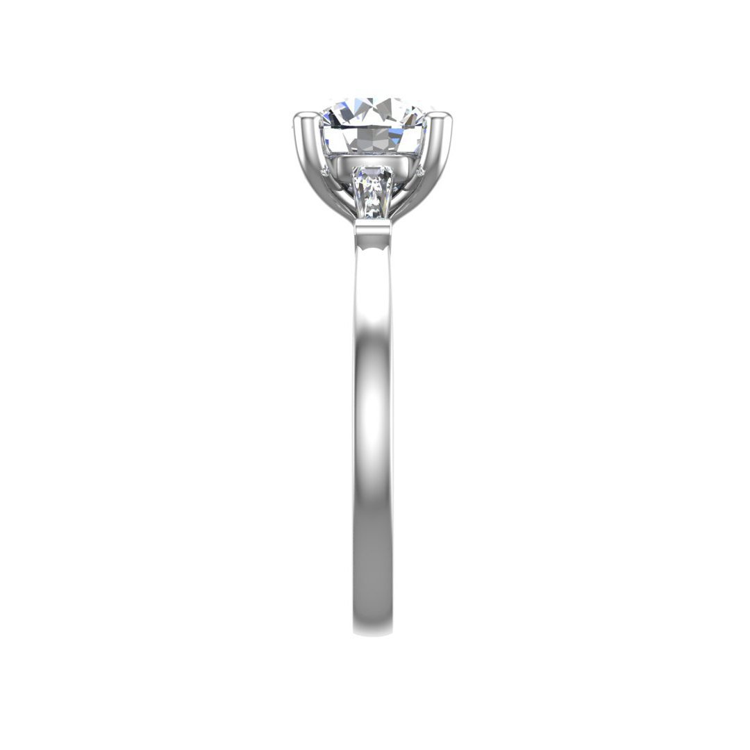 18K White Gold Dana Tapered Baguette Three-Stone Engagement Ring