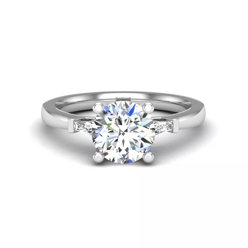 18K White Gold Dana Tapered Baguette Three-Stone Engagement Ring