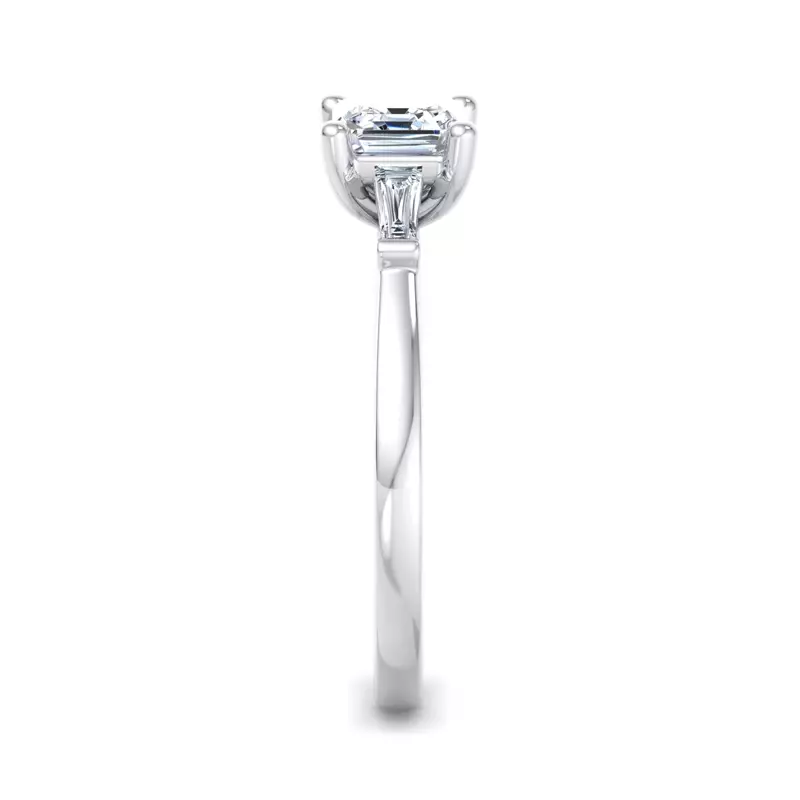 18K White Gold Dana Tapered Baguette Three-Stone Engagement Ring