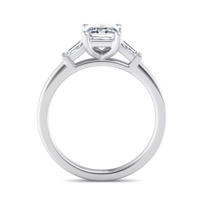 18K White Gold Dana Tapered Baguette Three-Stone Engagement Ring