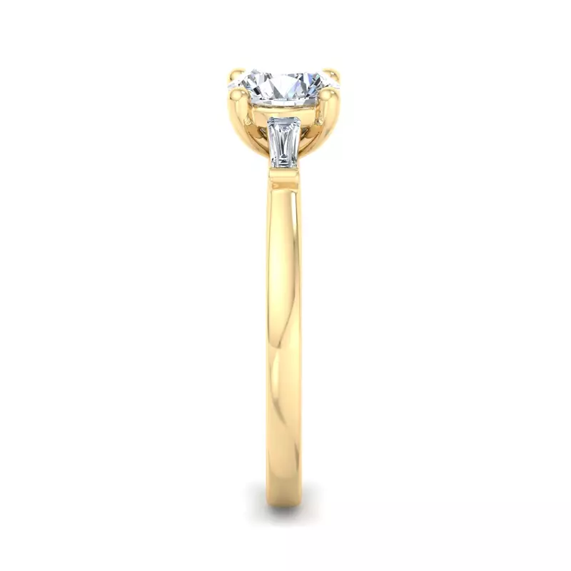 18K Yellow Gold Dana Tapered Baguette Three-Stone Engagement Ring