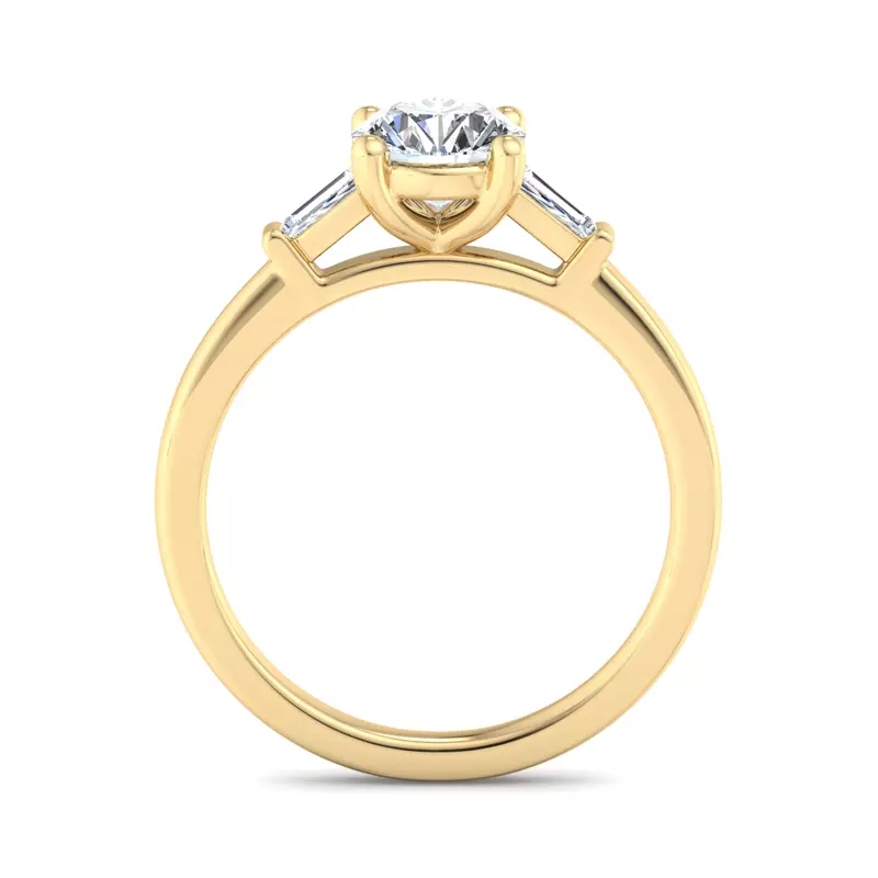 18K Yellow Gold Dana Tapered Baguette Three-Stone Engagement Ring