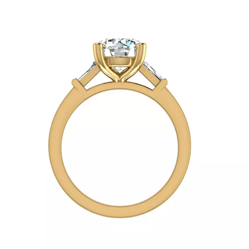 18K Yellow Gold Dana Tapered Baguette Three-Stone Engagement Ring