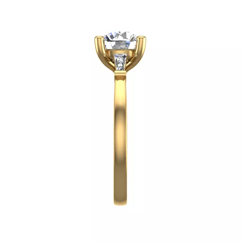 18K Yellow Gold Dana Tapered Baguette Three-Stone Engagement Ring