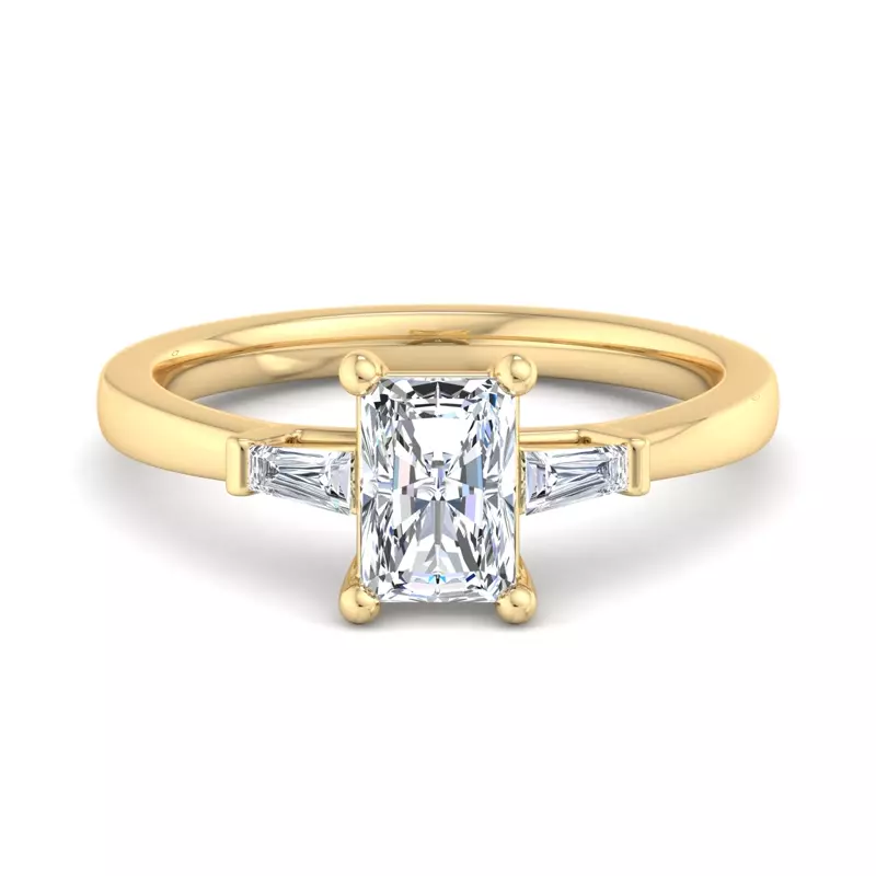 18K Yellow Gold Dana Tapered Baguette Three-Stone Engagement Ring