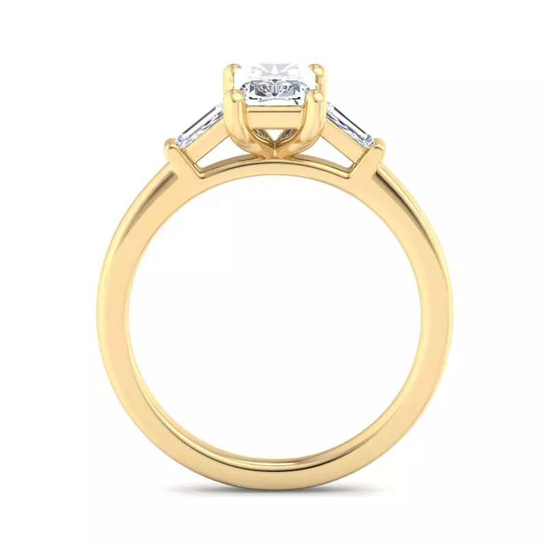18K Yellow Gold Dana Tapered Baguette Three-Stone Engagement Ring