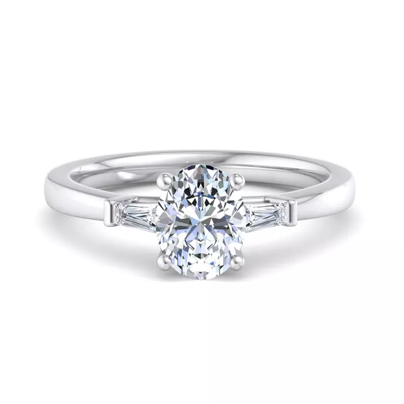 Platinum Dana Tapered Baguette Three-Stone Engagement Ring