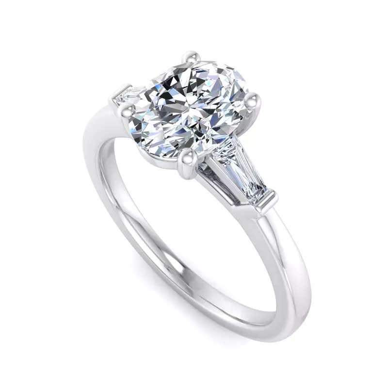 Platinum Dana Tapered Baguette Three-Stone Engagement Ring