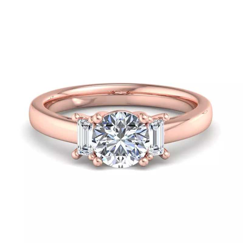 14K Rose Gold Jennifer Emerald Three-Stone Engagement Ring
