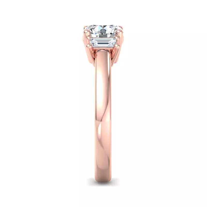 14K Rose Gold Jennifer Emerald Three-Stone Engagement Ring