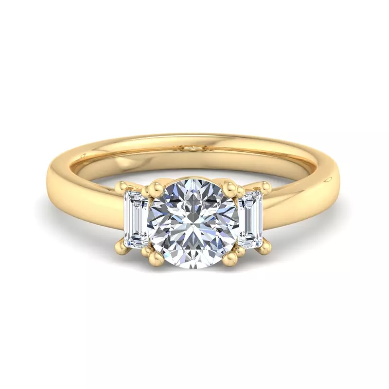14K Yellow Gold Jennifer Emerald Three-Stone Engagement Ring
