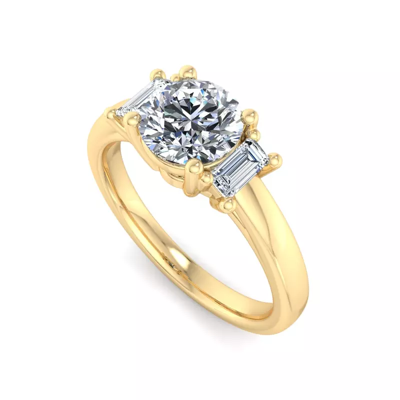 14K Yellow Gold Jennifer Emerald Three-Stone Engagement Ring
