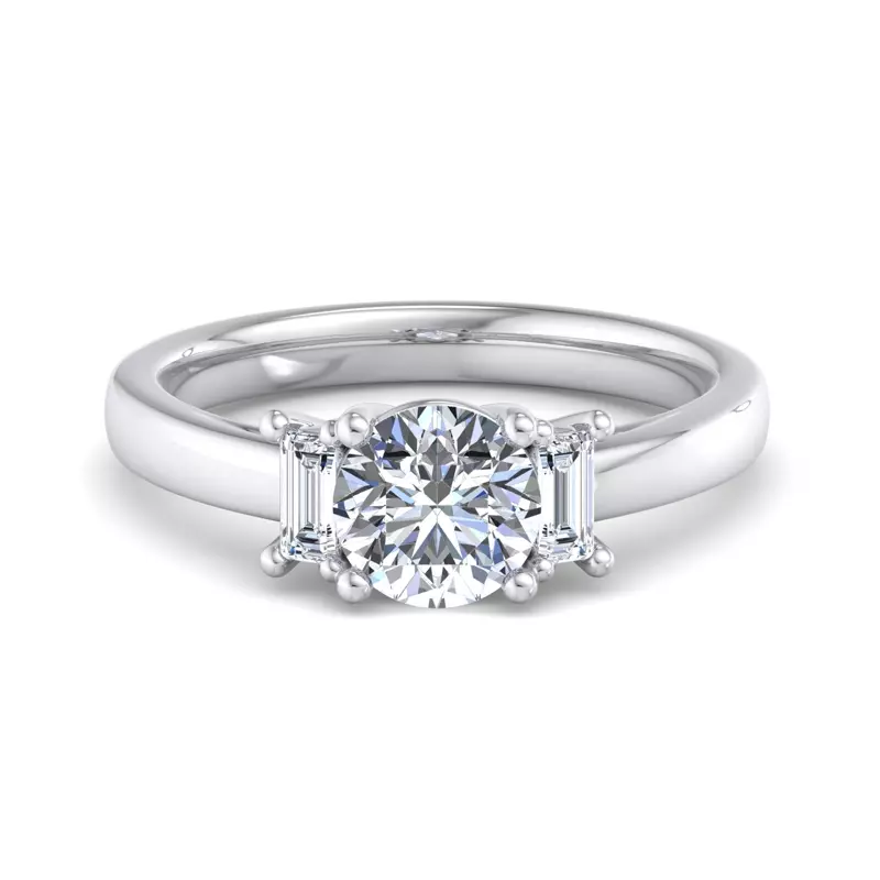 18K White Gold Jennifer Emerald Three-Stone Engagement Ring