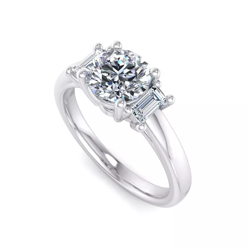 18K White Gold Jennifer Emerald Three-Stone Engagement Ring