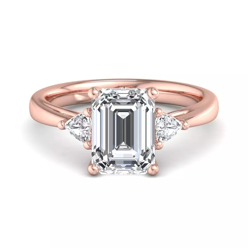 14K Rose Gold Vanessa Three-Stone Trillion Engagement Ring