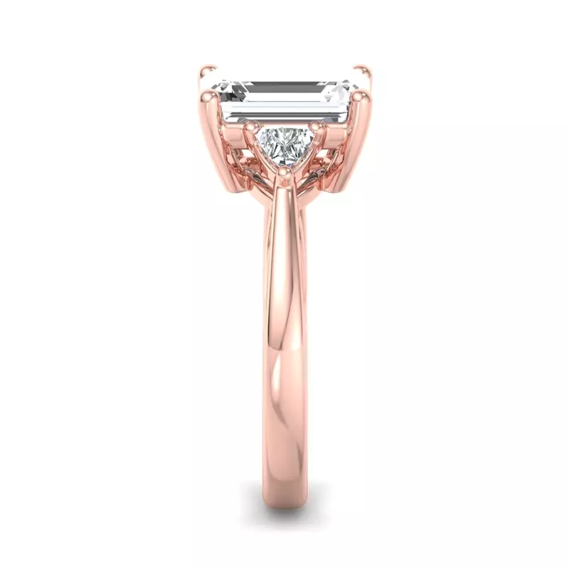 14K Rose Gold Vanessa Three-Stone Trillion Engagement Ring