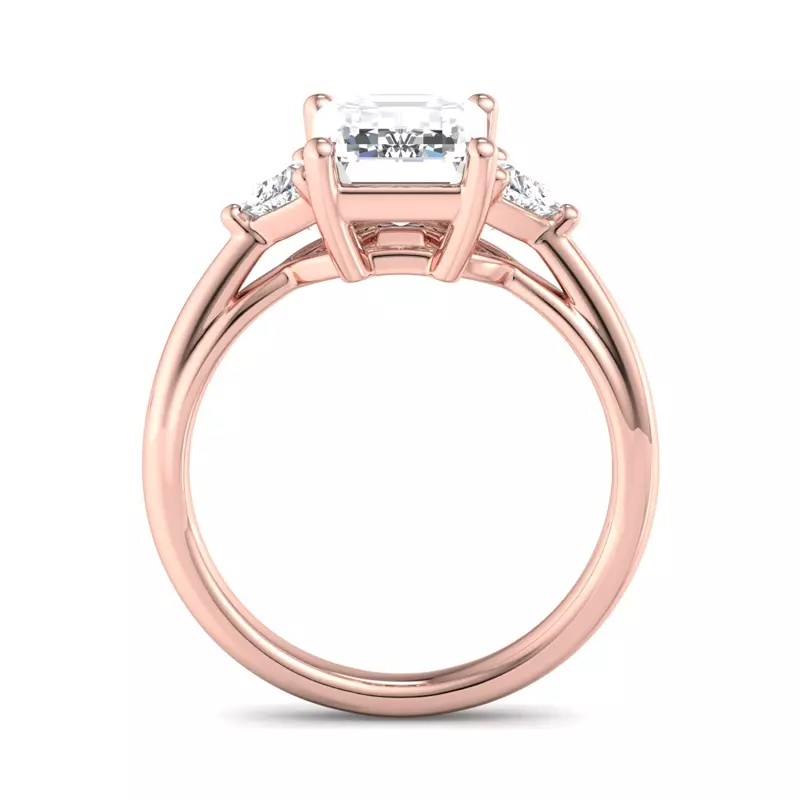 14K Rose Gold Vanessa Three-Stone Trillion Engagement Ring