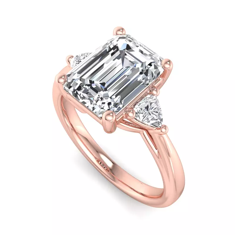 14K Rose Gold Vanessa Three-Stone Trillion Engagement Ring