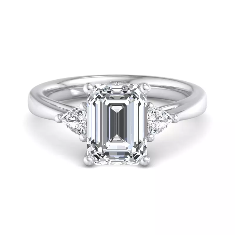 18K White Gold Vanessa Three-Stone Trillion Engagement Ring