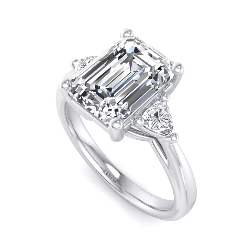 18K White Gold Vanessa Three-Stone Trillion Engagement Ring